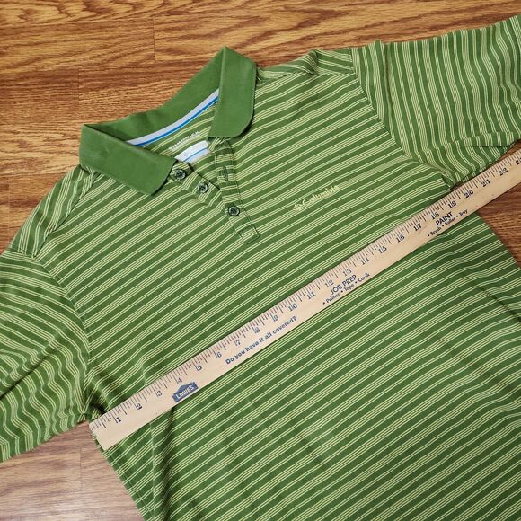 Columbia Omni-Wick Mens Large Performance Golf Polo Shirt Green Striped Casual - Picture 6 of 8